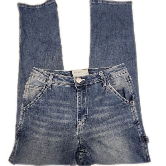 Banjara High Rise Straight Leg Cargo Jeans, Medium Blue Wash, 5/26 - Picture 2 of 7